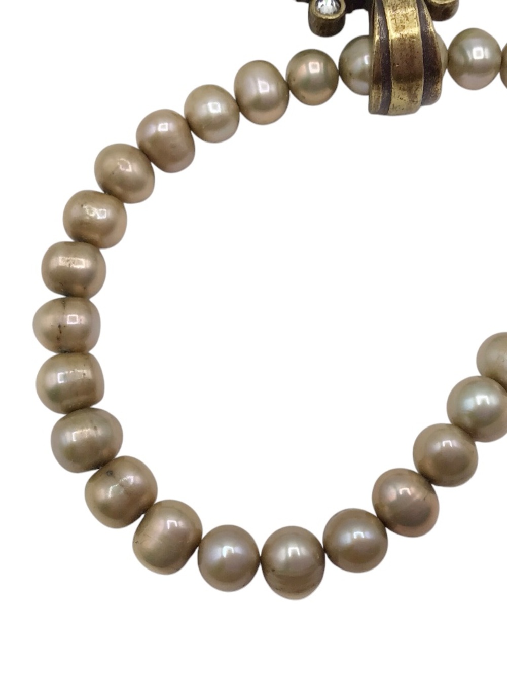 French Kande Freshwater Pearl Necklace, 16 Inch, Medallion Pendant Vtg Style